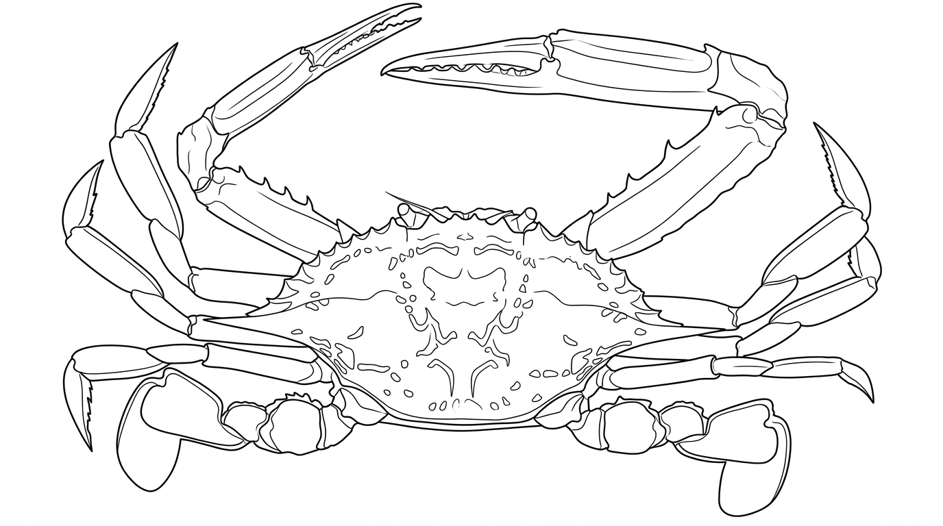 Line drawing of Blue Swimmer Crab
