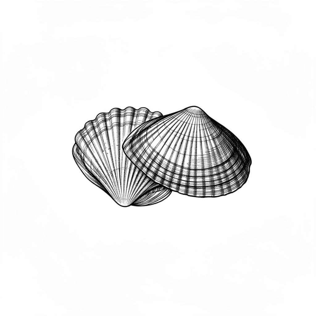 Line drawing of Ocean Surf Clam