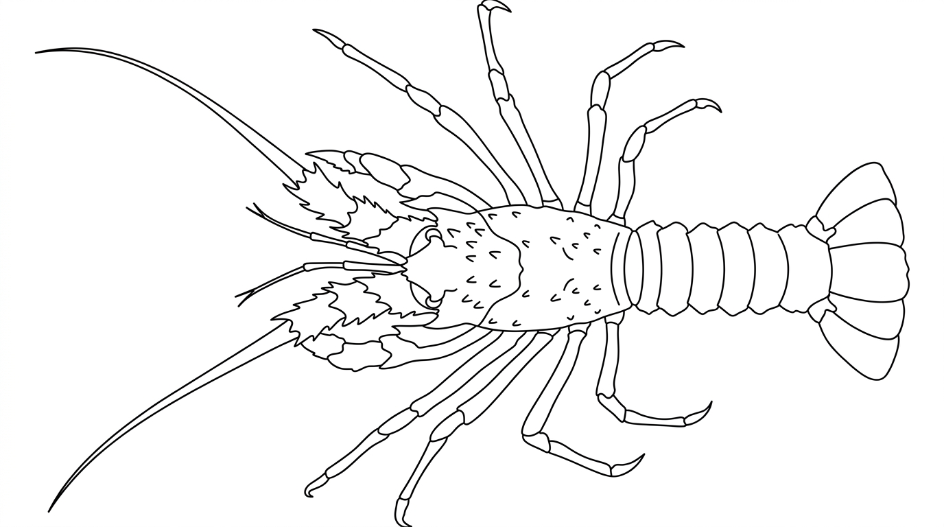Line drawing of Southern Rock Lobster (Crayfish)