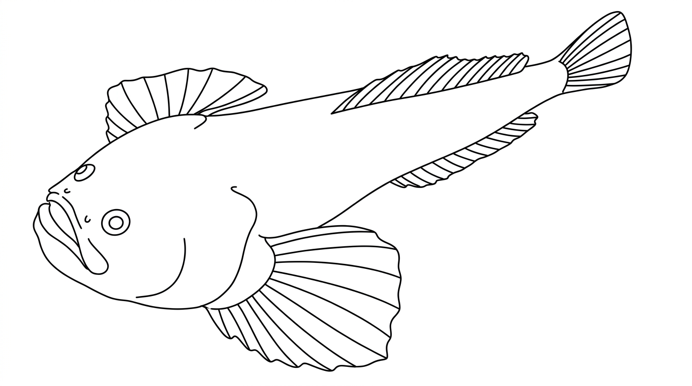 Line drawing of Stargazer (Monkfish)