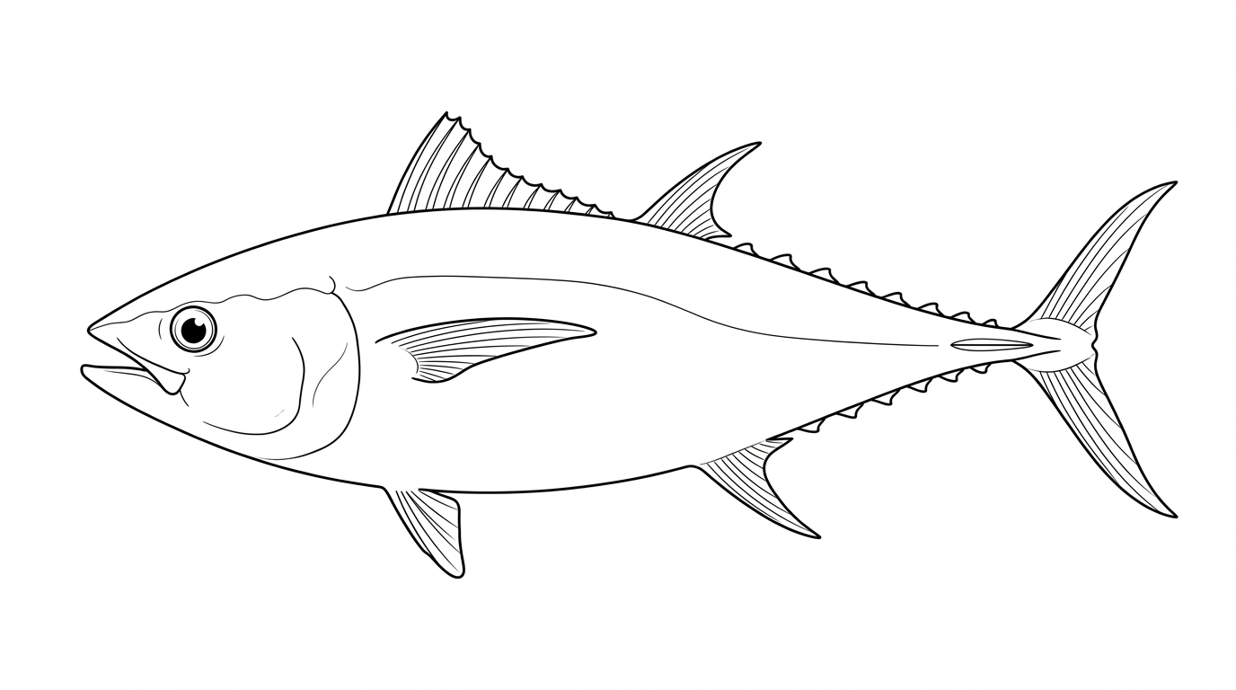 Line drawing of Bluefin Tuna