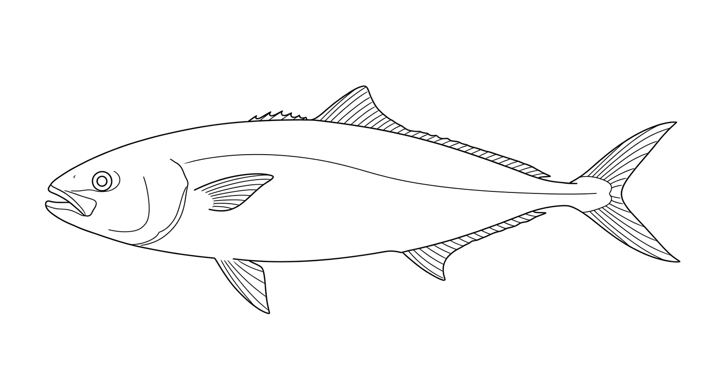 Line drawing of Hiramasa Yellowtail Kingfish